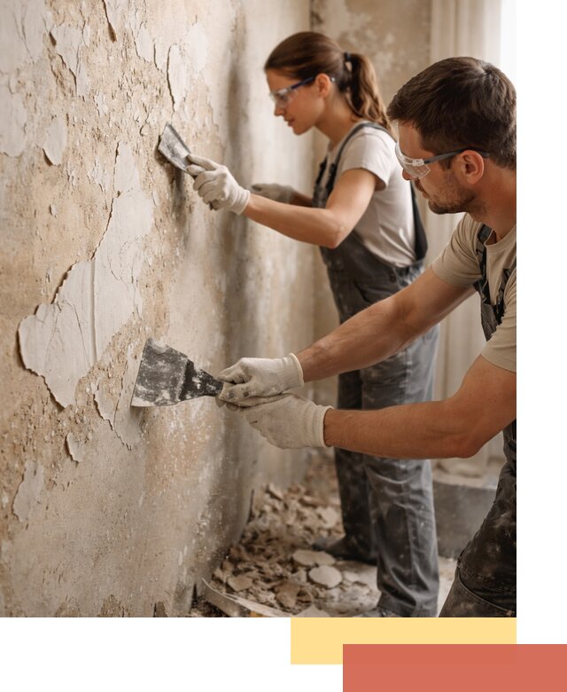Снятие старой шпаклевки и подготовка поверхностей в Томске