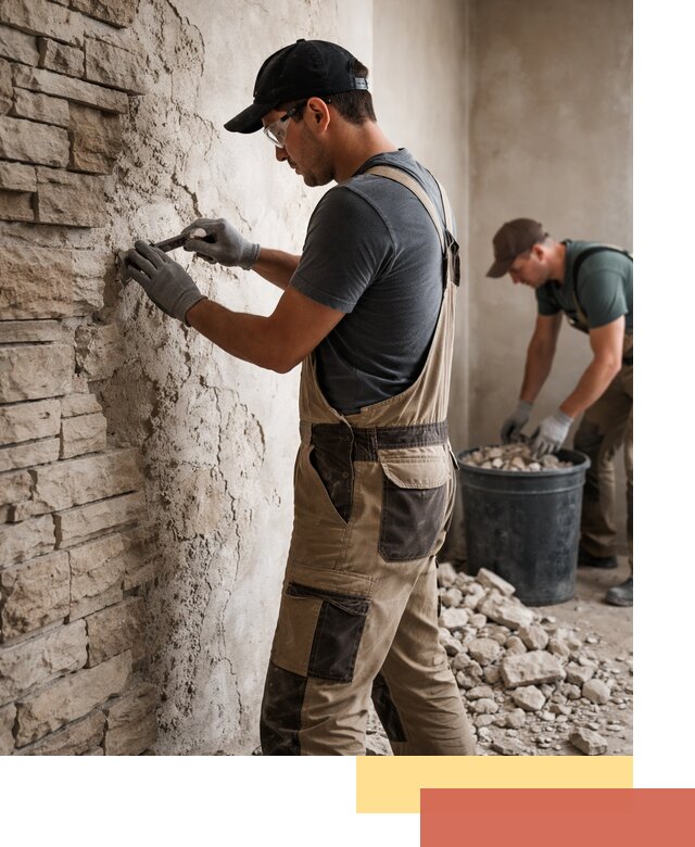 Демонтаж декоративного камня в Томске профессионально и безопасно