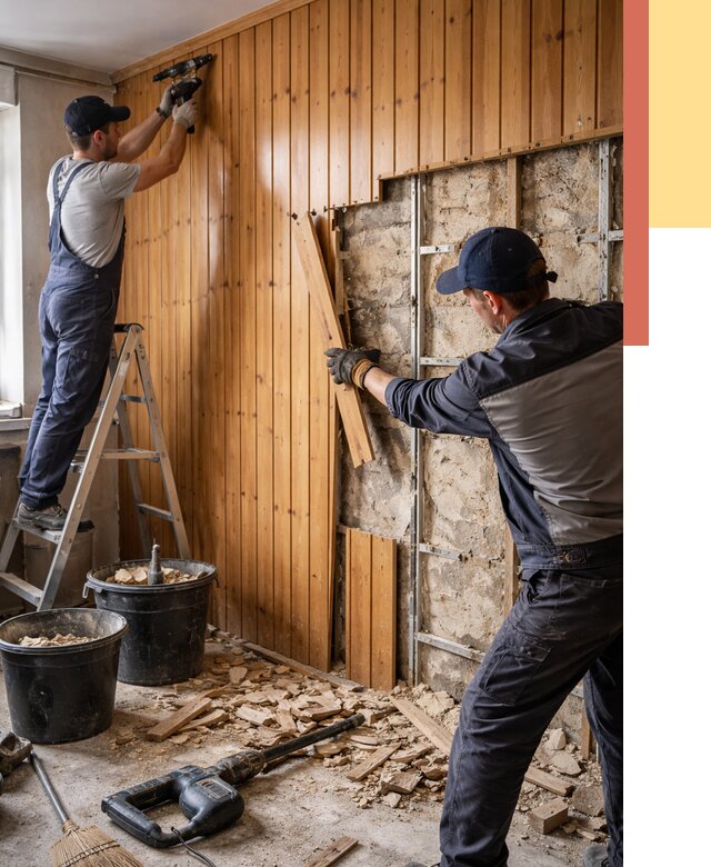 Демонтаж вагонки со стен в Томске от 1584 руб. — снятие, удаление, срочно | ОТДЕЛОЧНИК-Тмс