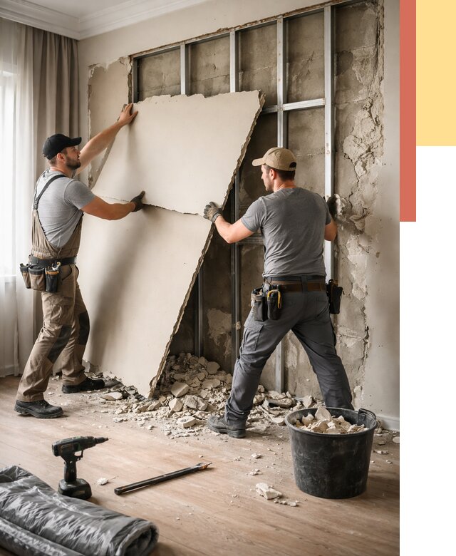 Демонтаж гипсокартона со стен в Томске от 382 руб. — услуги демонтажа | ОТДЕЛОЧНИК-Тмс