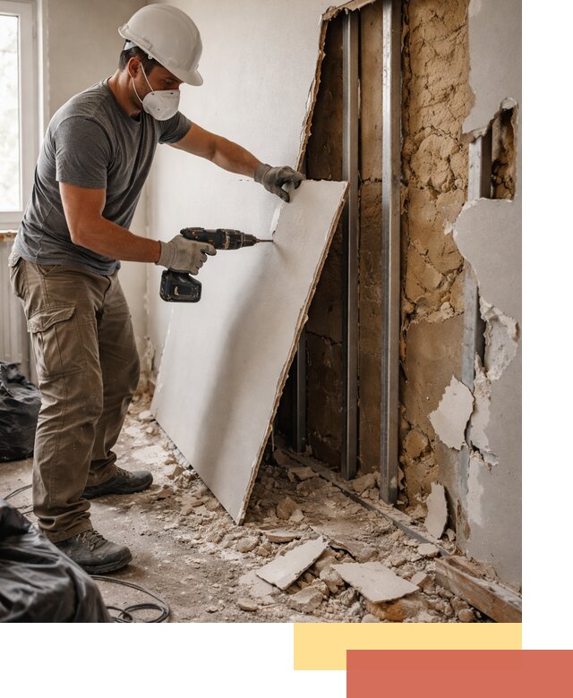 Демонтаж гипсокартона со стен в Томске качественно и быстро