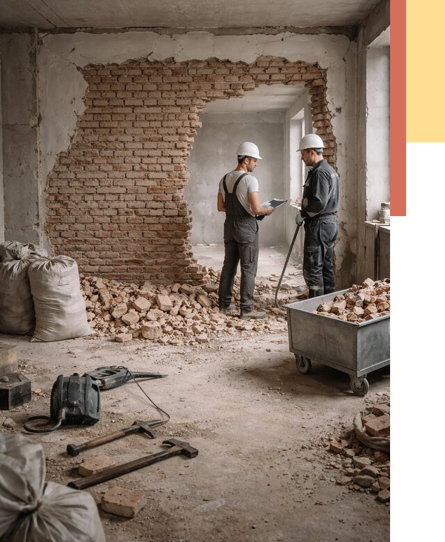 Демонтаж кирпичных стен в Томске от 4589 руб. — быстро, недорого, под ключ | ОТДЕЛОЧНИК-Тмс