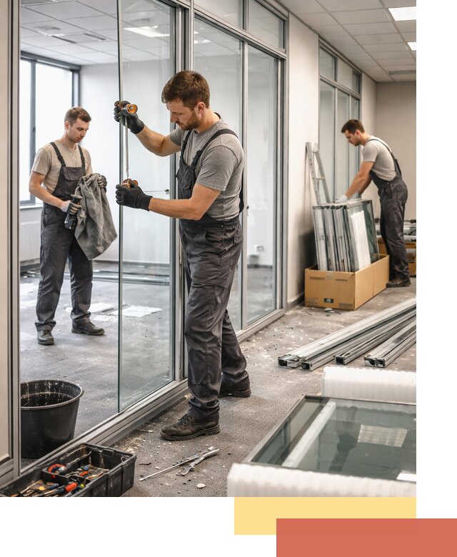 Демонтаж стеклянных перегородок в Томске быстро и безопасно