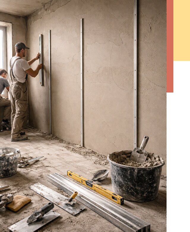 Штукатурка стен по маякам в Томске от 6010 руб./м² — выравнивание под ключ | ОТДЕЛОЧНИК-Тмс