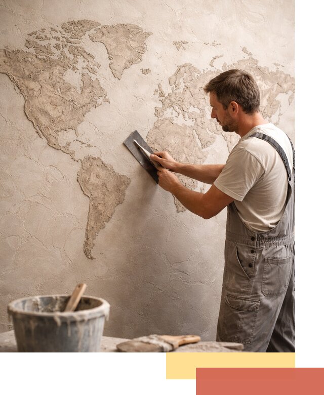 Декоративная штукатурка «Карта мира» под ключ в Томске