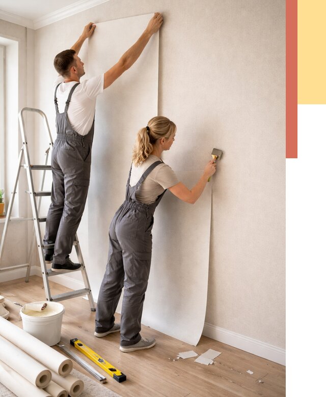 Поклейка флизелиновых обоев в Томске от 6556 руб. | Быстро и недорого — ОТДЕЛОЧНИК-Тмс