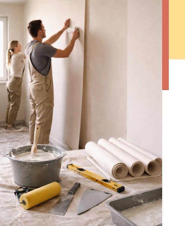 Поклейка бумажных обоев в Томске от 6010 руб./м2 — быстро и недорого | ОТДЕЛОЧНИК-Тмс