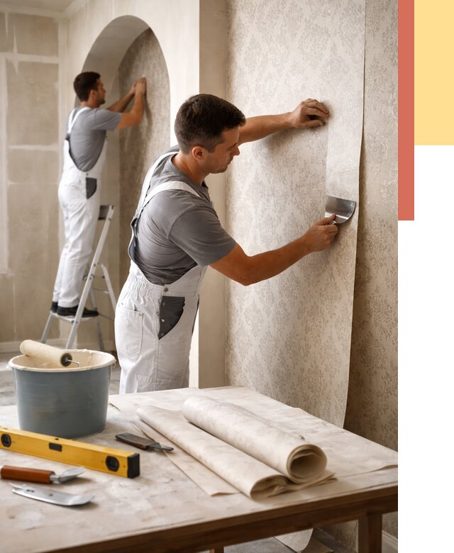 Поклейка обоев на сложные стены в Томске от 3060 руб. под ключ | ОТДЕЛОЧНИК-Тмс