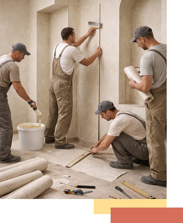 Поклейка обоев на сложные стены и неровные поверхности в Томске