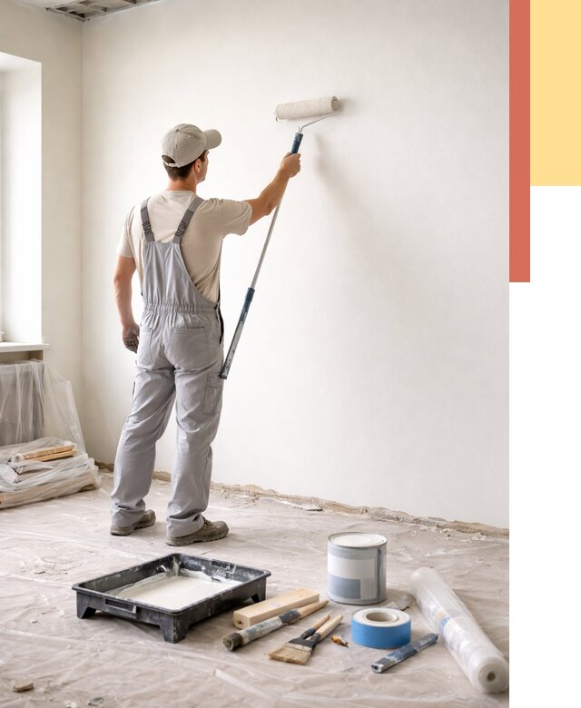 Покраска стен водоэмульсионной краской в Томске от 492 руб. за м² | ОТДЕЛОЧНИК-Тмс