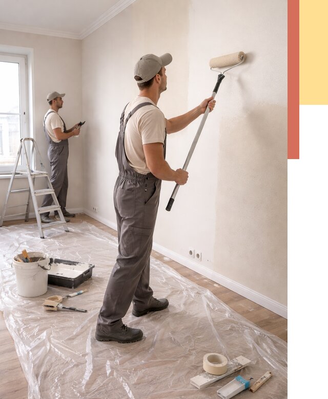 Покраска стен акриловой краской в Томске от 3824 руб./м² — быстро и недорого | ОТДЕЛОЧНИК-Тмс