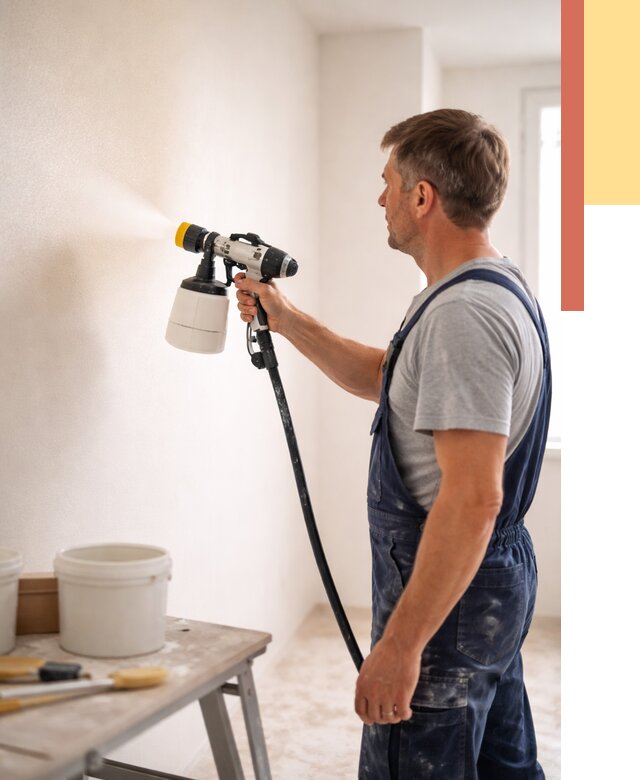 Покраска стен краскопультом в Томске от 8195 руб. — механизированная покраска | ОТДЕЛОЧНИК-Тмс