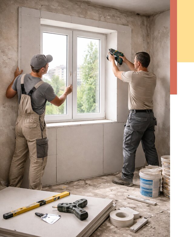 Монтаж откосов из гипсокартона в Томске от 4917 руб. под ключ | ОТДЕЛОЧНИК-Тмс