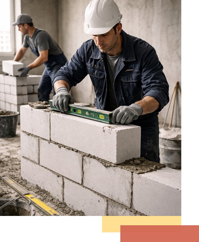 Кладка перегородок из пеноблока под ключ в Томске