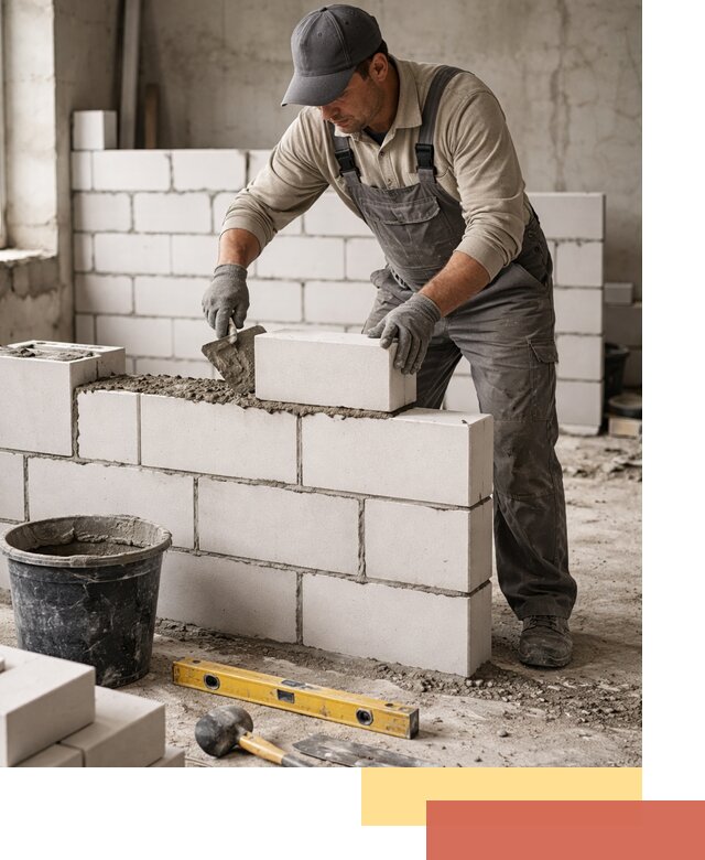 Кладка перегородок из силикатного блока в Томске