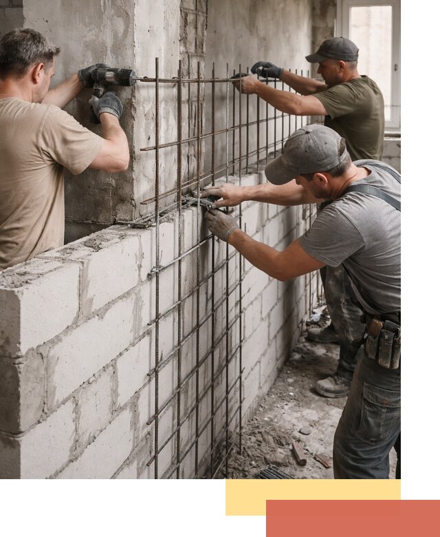 Армирование кладки перегородок в Томске профессионально и надёжно