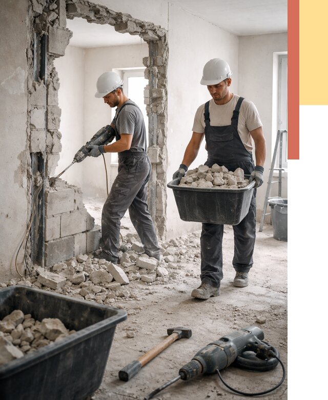 Демонтаж блоковых перегородок в Томске от 4098 руб. — быстро и недорого | ОТДЕЛОЧНИК-Тмс