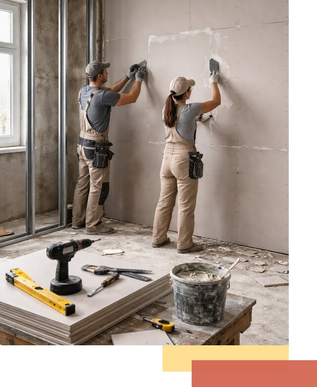 Монтаж двухслойной перегородки из гипсокартона в Томске