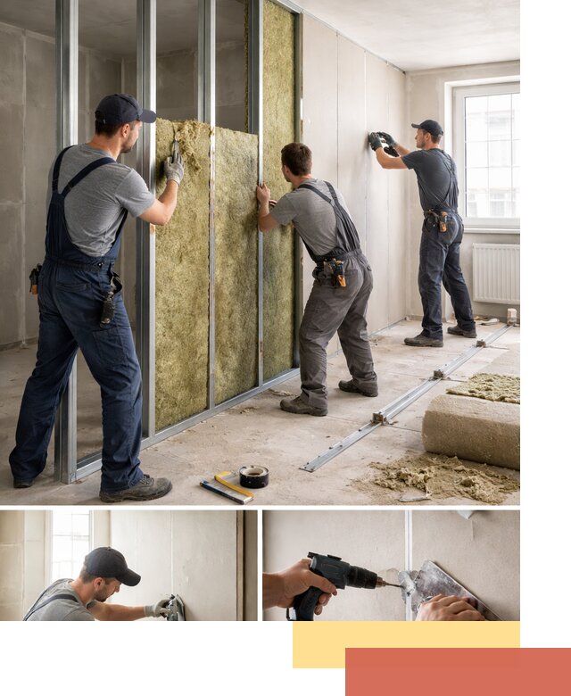 Перегородка из гипсокартона с шумоизоляцией в Томске — монтаж под ключ