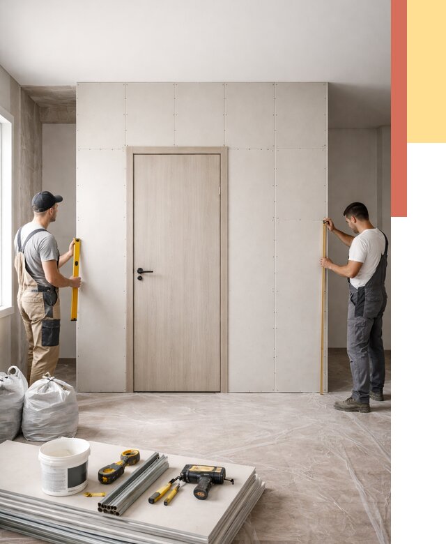 Перегородка из гипсокартона с дверью в Томске от 4917 руб. под ключ | ОТДЕЛОЧНИК-Тмс