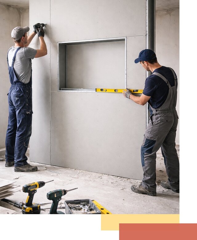 Перегородка из гипсокартона с нишей под декор в Томске