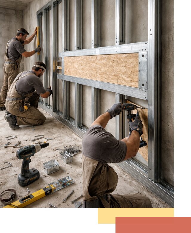 Усиленная перегородка для крепления тяжёлых конструкций в Томске