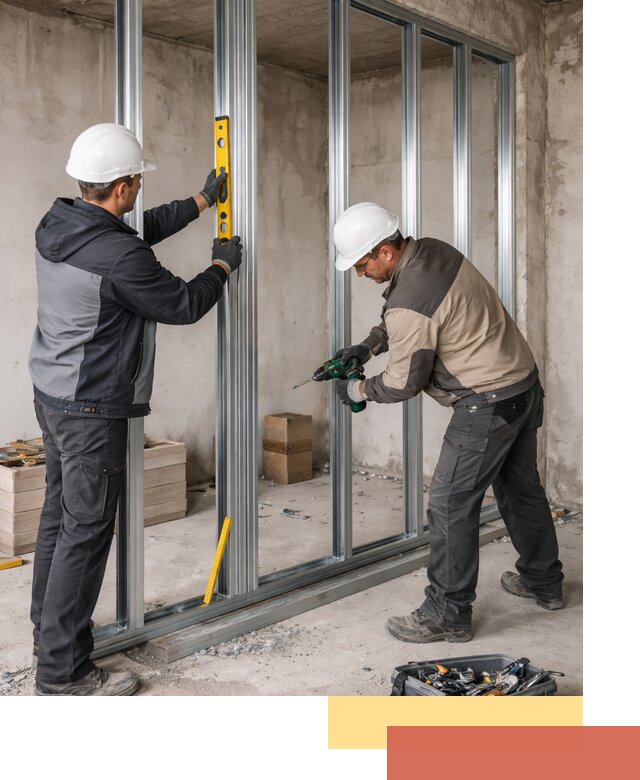 Монтаж каркаса перегородки из профиля в Томске