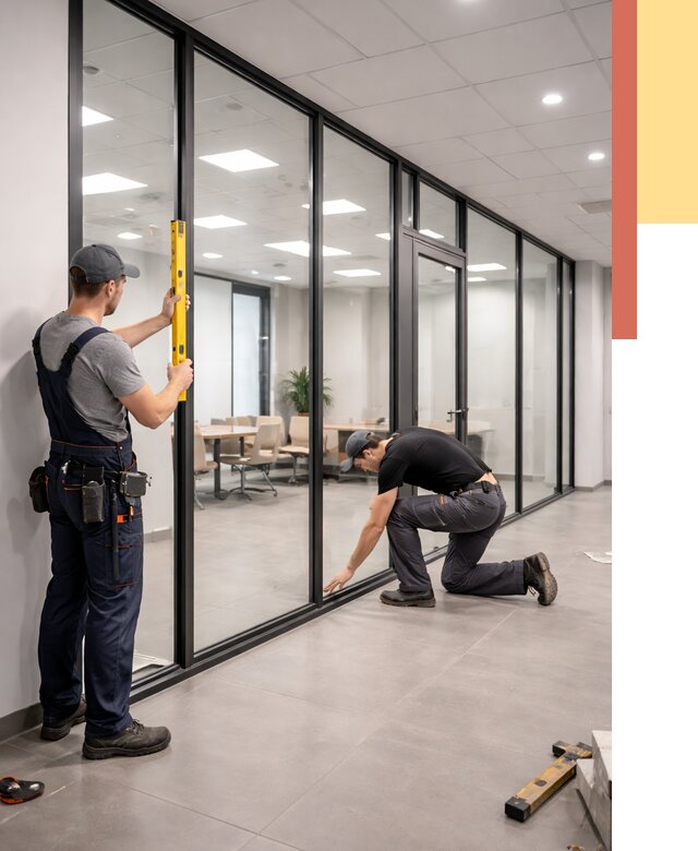 Каркасные стеклянные перегородки в Томске под ключ от 10053 руб. | ОТДЕЛОЧНИК-Тмс