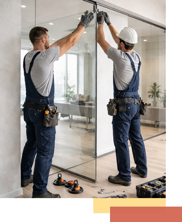 Безрамные стеклянные перегородки под ключ в Томске