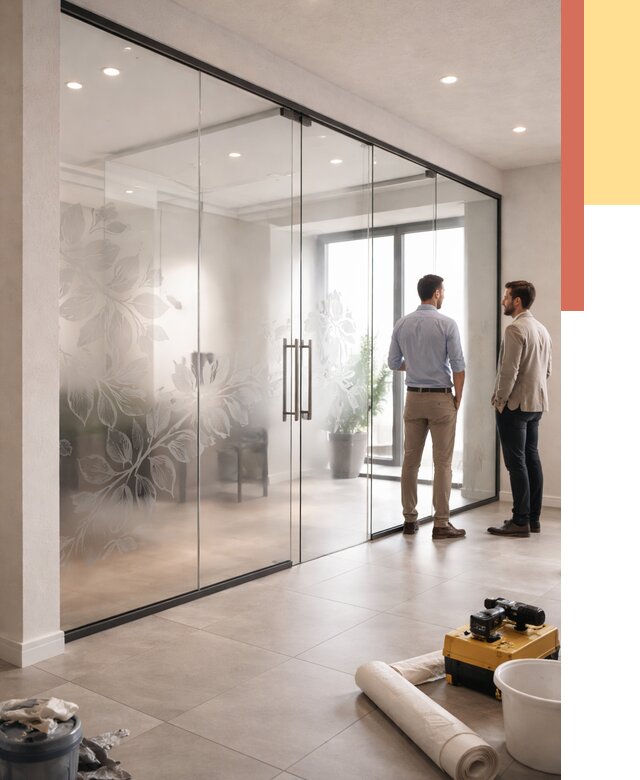 Стеклянные перегородки с рисунком в Томске от 13659 руб. монтаж и нанесение | ОТДЕЛОЧНИК-Тмс