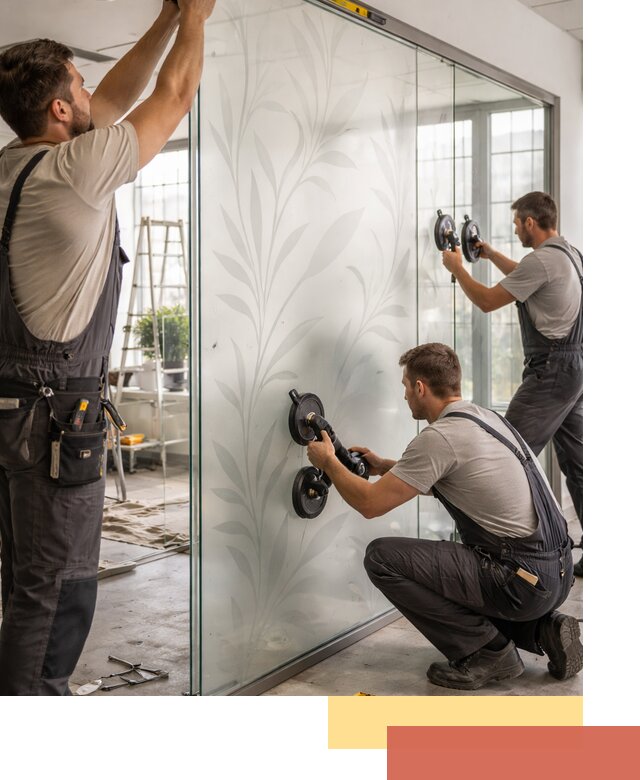 Стеклянные перегородки с рисунком на заказ в Томске