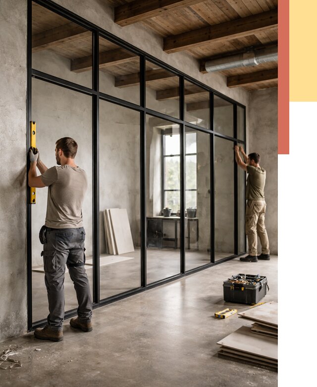 Стеклянные перегородки лофт в Томске от 11473 руб. под ключ | ОТДЕЛОЧНИК-Тмс