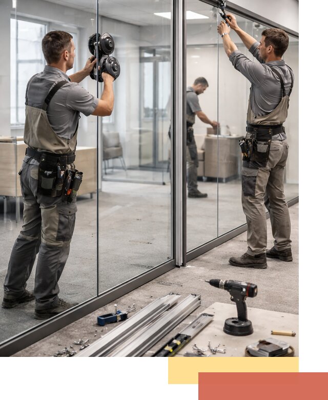 Стеклянные офисные перегородки под ключ в Томске