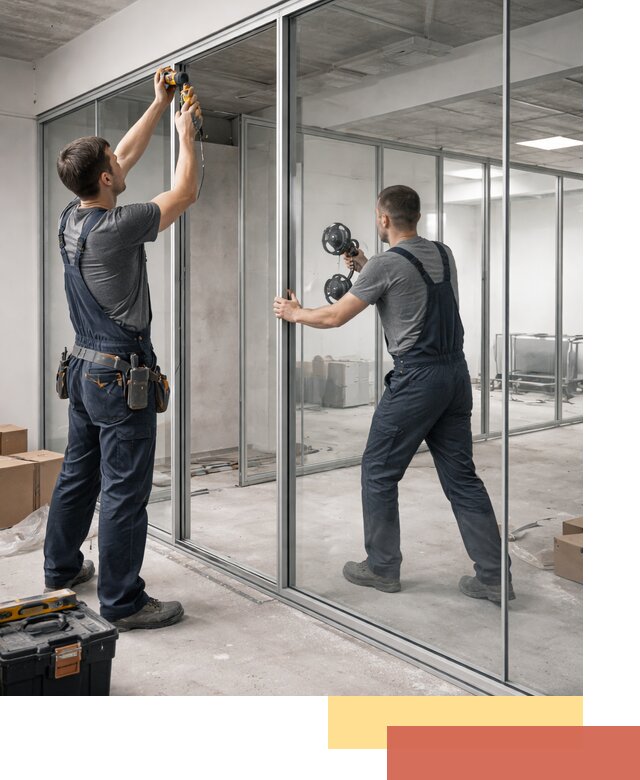 Алюминиевые перегородки со стеклом в Томске — изготовление и монтаж