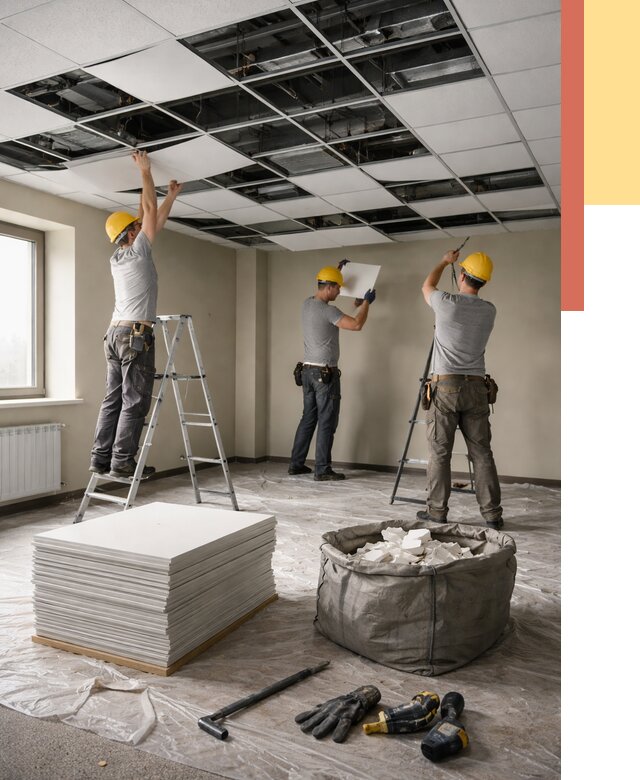 Демонтаж потолка Армстронг в Томске от 4917 руб. быстро и недорого | ОТДЕЛОЧНИК-Тмс