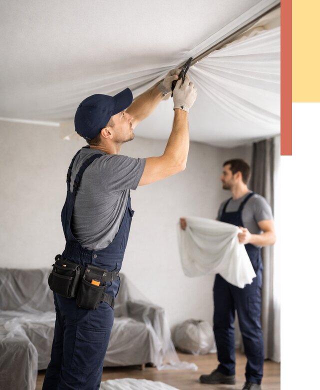 Демонтаж натяжного потолка в Томске от 4917 руб. — снятие и разбор под ключ | ОТДЕЛОЧНИК-Тмс