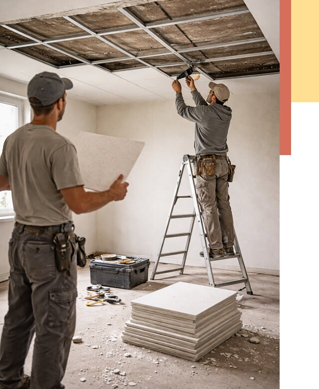Замена плит подвесного потолка в Томске от 1912 руб. быстро и недорого | ОТДЕЛОЧНИК-Тмс