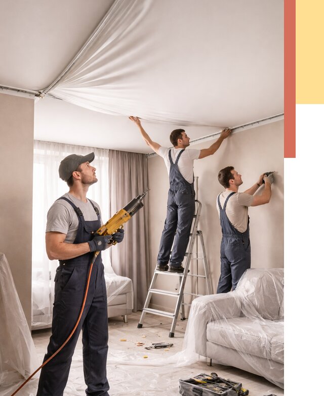 Установка натяжного потолка в Томске от 4917 руб. | Быстро и недорого — ОТДЕЛОЧНИК-Тмс