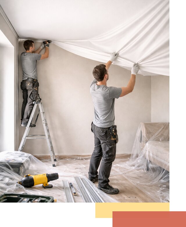 Монтаж тканевого натяжного потолка в Томске недорого и быстро