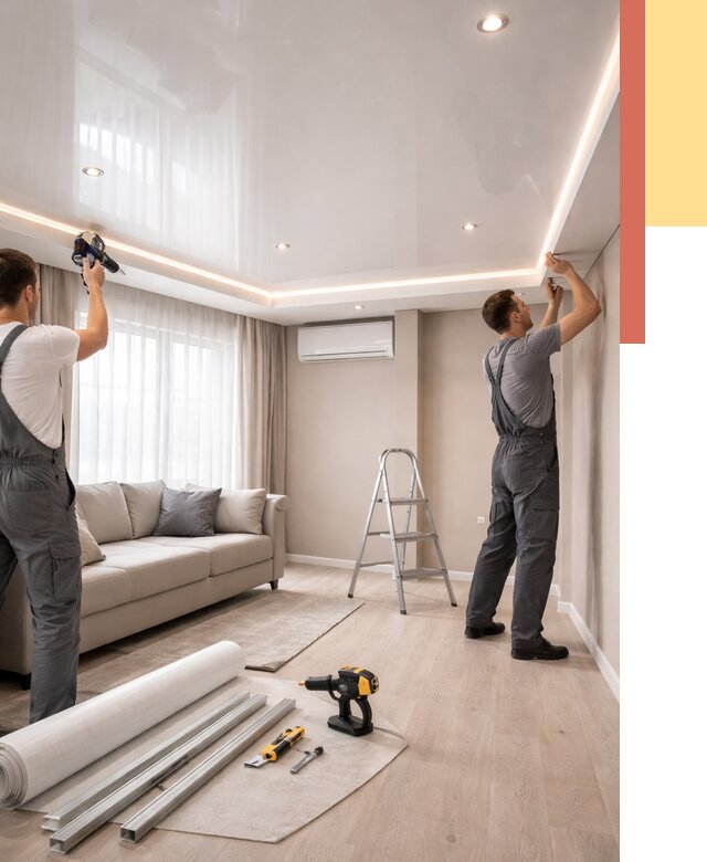 Монтаж глянцевого натяжного потолка в Томске от 820 руб. под ключ | ОТДЕЛОЧНИК-Тмс