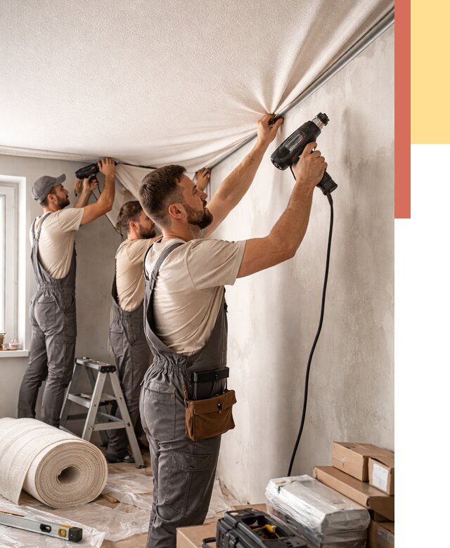 Монтаж фактурного натяжного потолка в Томске от 820 руб. — ОТДЕЛОЧНИК-Тмс