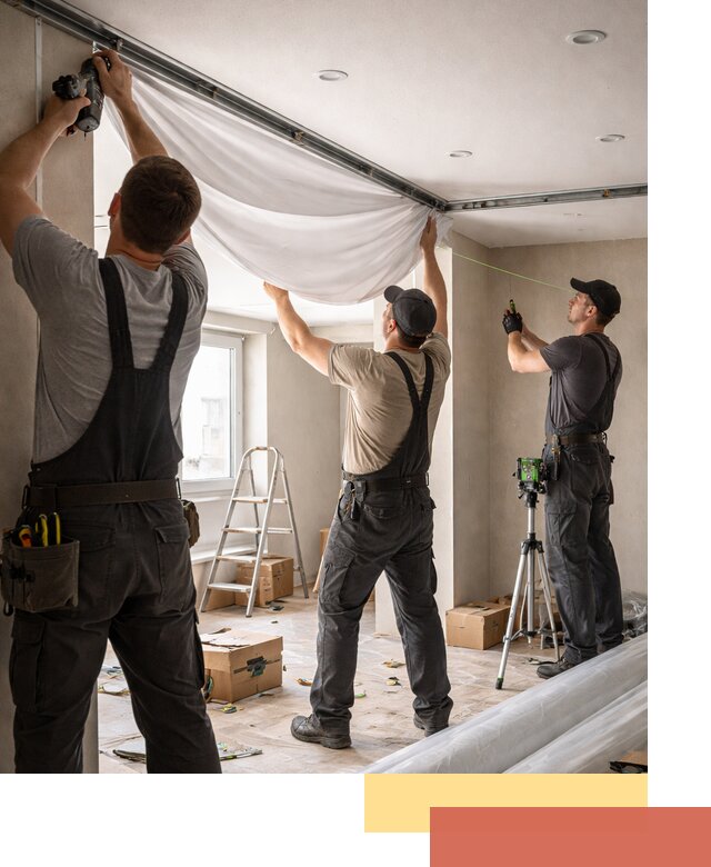 Монтаж парящего натяжного потолка под ключ в Томске