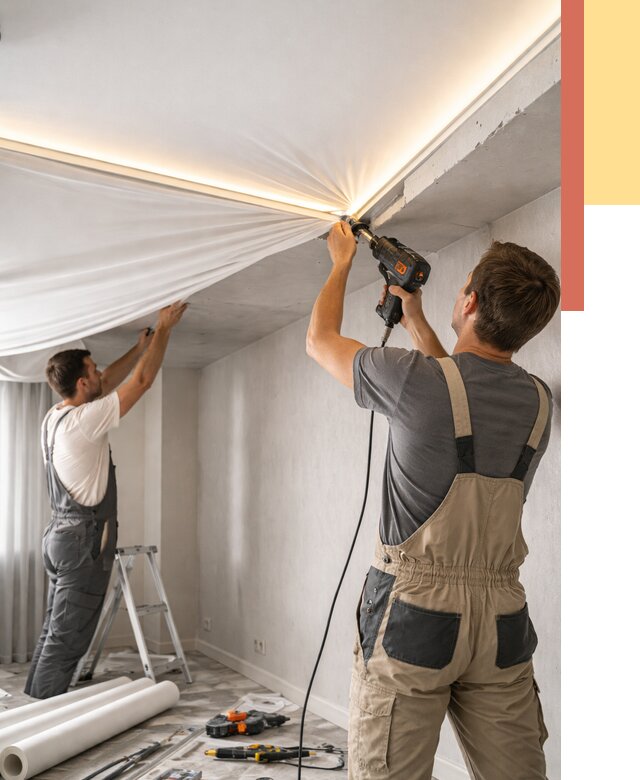 Монтаж натяжного потолка с подсветкой в Томске от 1038 руб. | ОТДЕЛОЧНИК-Тмс