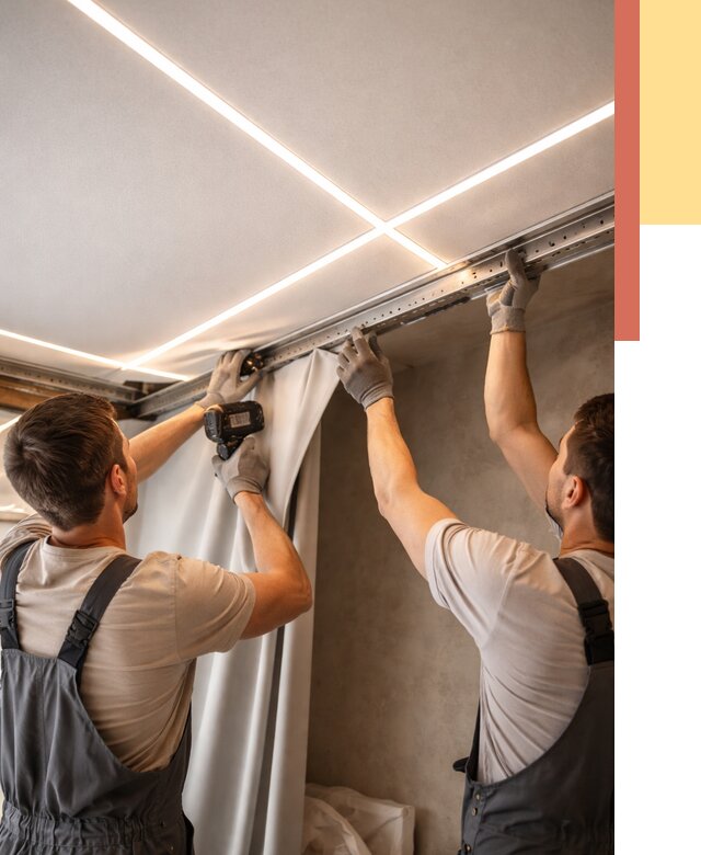 Монтаж натяжного потолка со световыми линиями в Томске от 1311 руб. | ОТДЕЛОЧНИК-Тмс