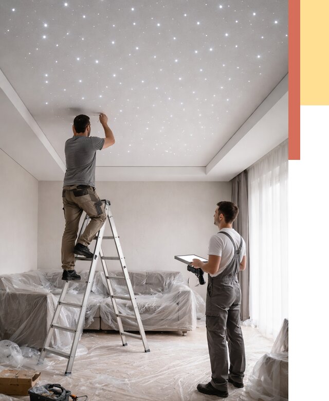 Монтаж натяжного потолка «звездное небо» в Томске от 7103 руб. | ОТДЕЛОЧНИК-Тмс