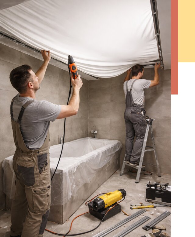 Монтаж натяжного потолка в ванной в Томске от 1311 руб. под ключ | ОТДЕЛОЧНИК-Тмс