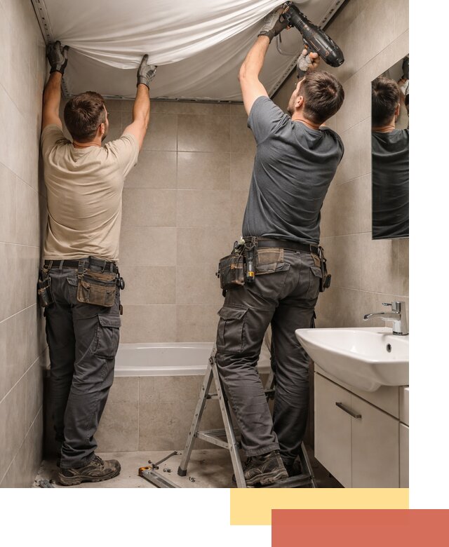 Монтаж натяжного потолка в ванной в Томске быстро и качественно