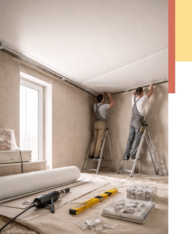 Монтаж натяжного потолка в спальне в Томске от 4152 руб. под ключ | ОТДЕЛОЧНИК-Тмс