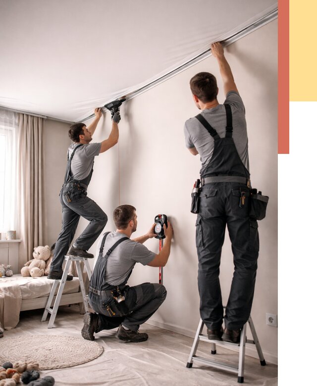 Монтаж натяжного потолка в детской в Томске от 3824 руб. — быстро и недорого | ОТДЕЛОЧНИК-Тмс