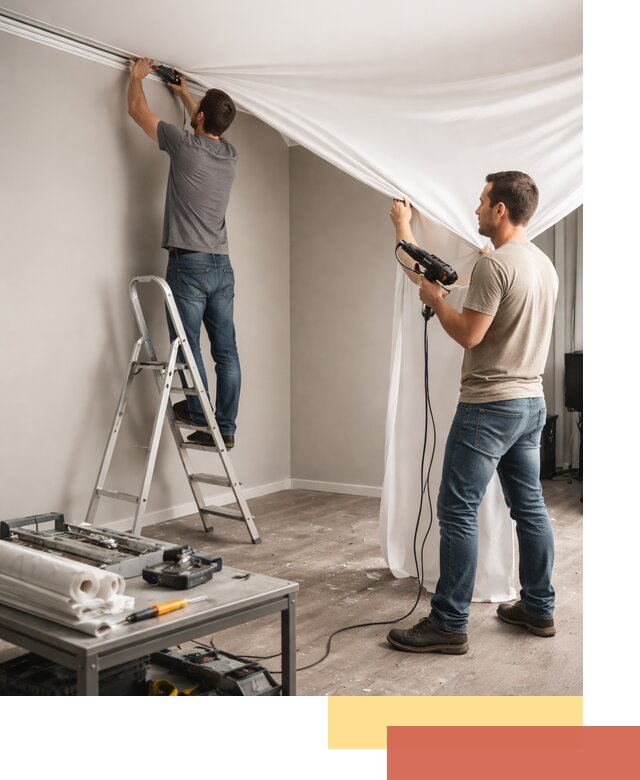 Монтаж натяжного потолка в студии в Томске